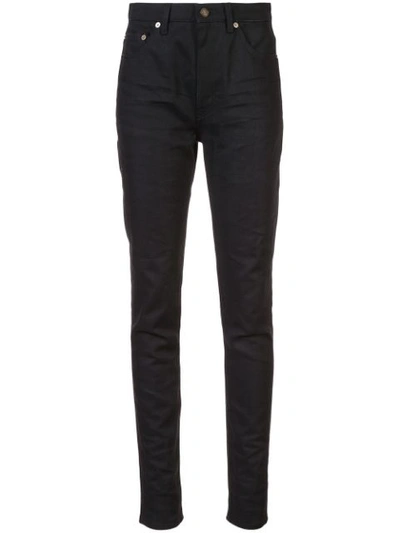 Saint Laurent Mid Waist Tight Slim Fit Jeans In Black