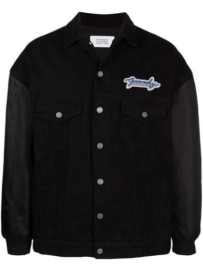 Givenchy Patch-detail Denim Bomber Jacket In Black