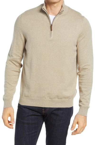 Nordstrom Half Zip Cotton & Cashmere Pullover In Tan Burrow