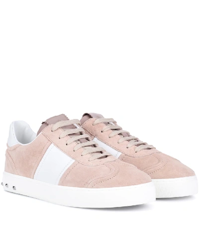 Valentino Garavani Fly Crew Suede & Leather Sneakers, Lightpink/white In Pink