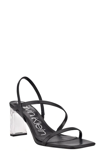Calvin Klein Women's Idina Strappy Clear Block Heel Strappy Dress Sandals Women's Shoes In Black
