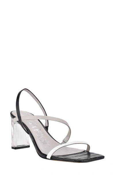 Calvin Klein Women's Idina Strappy Clear Block Heel Strappy Dress Sandals Women's Shoes In Whm Leather