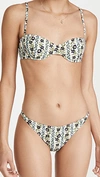 Tory Burch Womens Climbing Vines Floral-print Underwired Bikini Top S In Cream