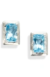 Anzie Classique Carré Semiprecious Baguette Stud Earrings In Blue