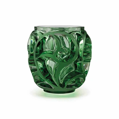 Lalique Tourbillons Small Vase In Green