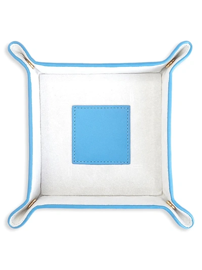 Royce New York Suede-lined Leather Catchall Valet Tray In Light Blue