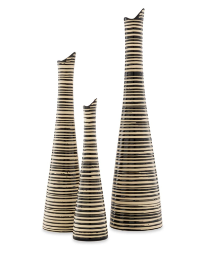 Surya Emily 3-piece Vase Set In Black Beige