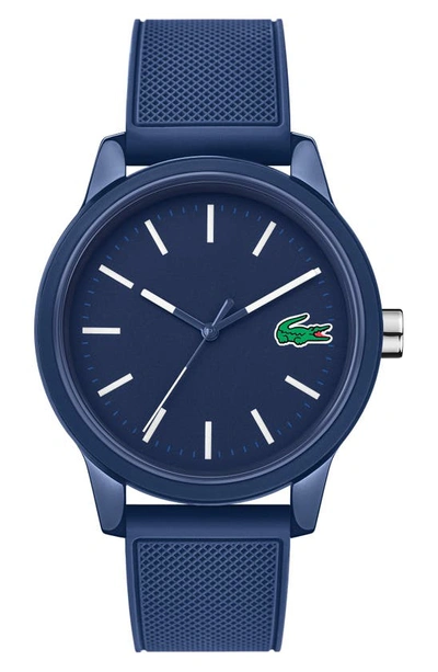 Lacoste Men's 12.12 Blue Silicone Strap Watch 42mm In Blue
