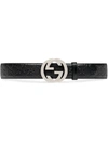 Gucci Gg Black Monogrammed Leather Belt