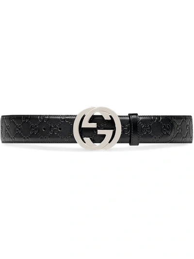 Gucci Gg Black Monogrammed Leather Belt