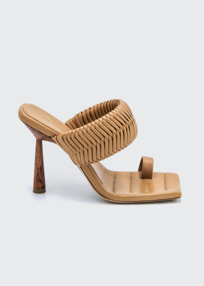 Gia/rhw Woven Toe-ring Slide High-heel Sandals In Hazelnut Brown
