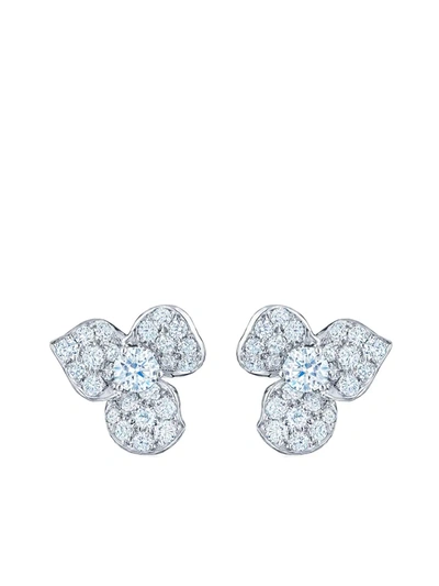 Kwiat Women's Floral 18k White Gold & Diamond 3-petal Stud Earrings