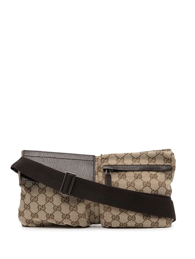 Pre-owned Gucci 2000s Sherry Gg Canvas Belt Bag In Brown
