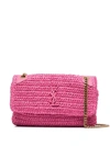 Saint Laurent Niki Ysl Monogram Medium Crocheted Shoulder Bag In Pink