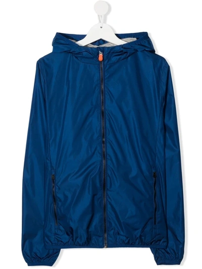 Save The Duck Kids' Zip-front Hooded Jacket In Blue