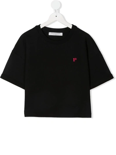 Philosophy Di Lorenzo Serafini Teen Logo-embroidered Sweatshirt T-shirt In Black