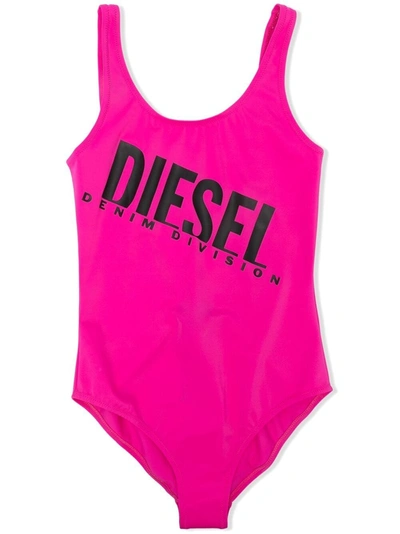 Diesel Teen Logo-print One-piece In Pink