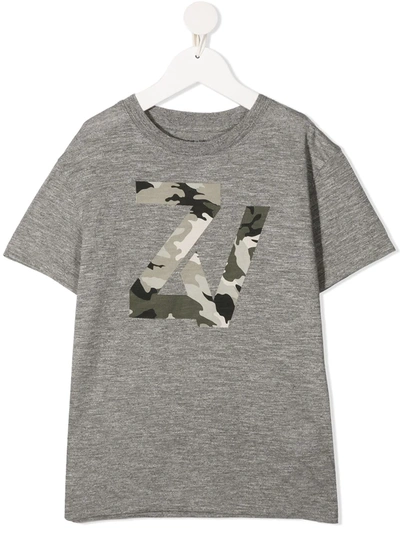 Zadig & Voltaire Teen Camouflage-print Cotton T-shirt In Grey