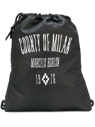 Marcelo Burlon County Of Milan Jak Gym Drawstring Backpack In Black