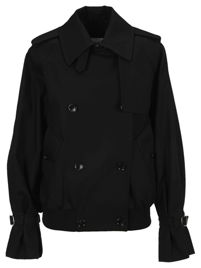 Max Mara Cotton Gabardine Trench Coat In Black