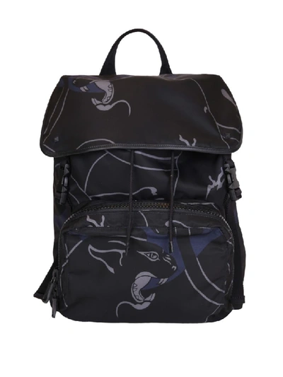 Valentino Garavani Camu Panther Nylon Backpack In Blu