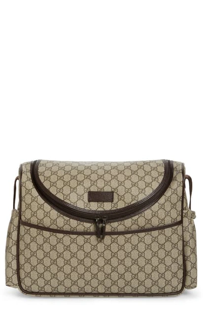 Gucci Babies' Basic Gg Supreme Canvas Diaper Bag, Beige In Black/ Gold