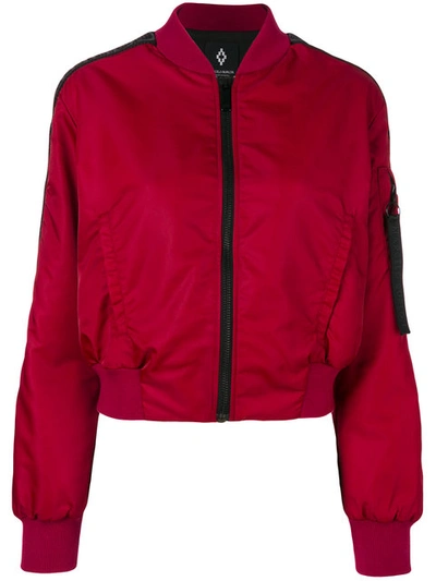 Marcelo Burlon County Of Milan Cotton Blend Zipped Bomber Jacket In Red