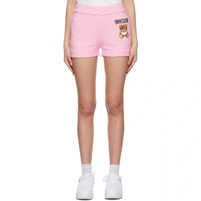 Moschino Stretch Cotton Shorts In Pink