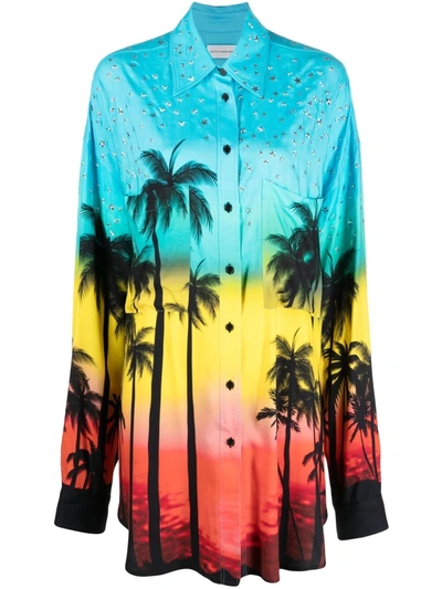 Faith Connexion Oversized Palm Print Shirt In Blue