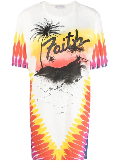 Faith Connexion Tie-dye Logo Print T-shirt In Ivory