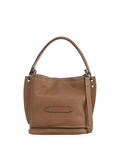 Longchamp Leather 3d Crossbody Bag In Taupe