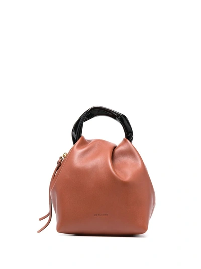 Jil Sander Contrasting Handle Mini Bag In Brown,black