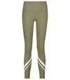 Tory Sport High-rise Compression Mélange Side-pocket Chevron Leggings In Olive Grey Heather