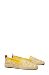 Tory Burch T Monogram Espadrille Flat In Goldfinch/goldfinch/aged Camello Jacquar