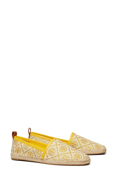 Tory Burch T Monogram Espadrille Flat In Goldfinch/goldfinch/aged Camello Jacquar