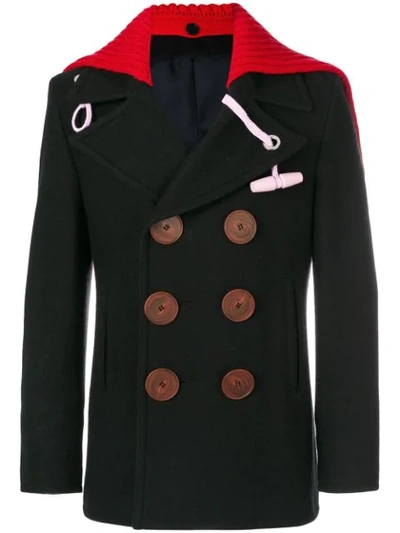 Givenchy Removable Collar Short Peacoat In Dark Blue