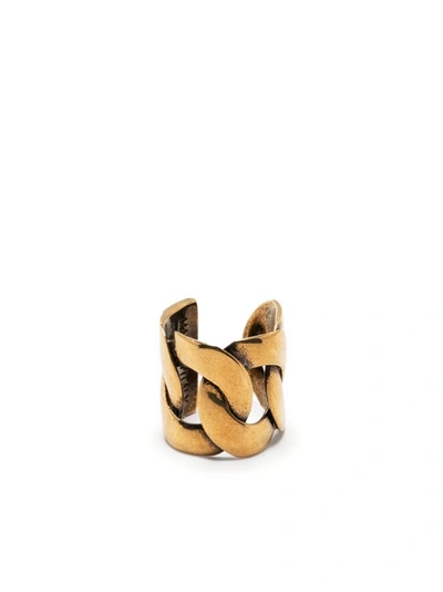 Alexander Mcqueen Gold-tone Brass Engraved Logo Earring Cuff