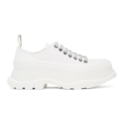 Alexander Mcqueen Ssense Exclusive White Tread Slick Sneakers In 9071 Silv