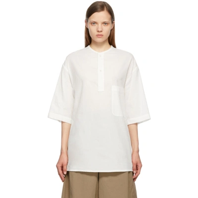Lemaire White Henley T-shirt In 000 White