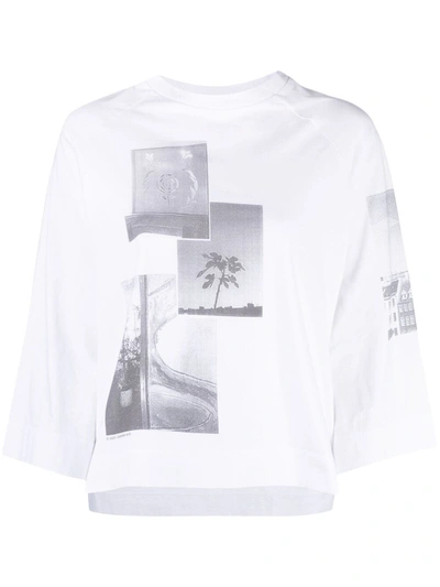 Ganni Photograph Print Organic Cotton T-shirt In Bright White