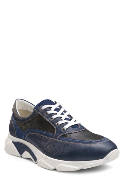 Sepol Sciccoso Leather Sneaker In Navy-grey