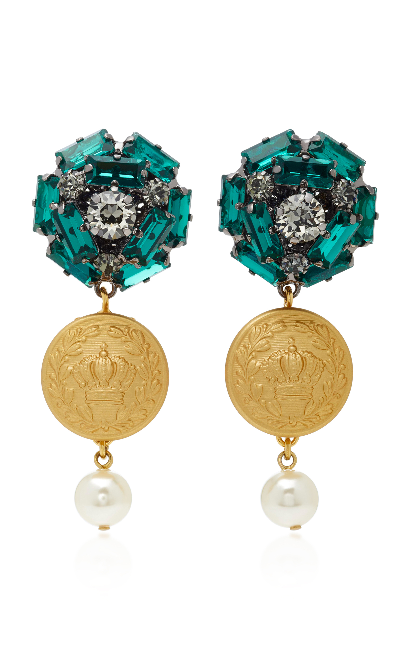 Dolce & Gabbana Gold-tone, Crystal And Faux Pearl Clip Earrings In ...