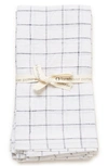 Farmhouse Pottery Set Of 4 Washed Linen Napkins In White Check