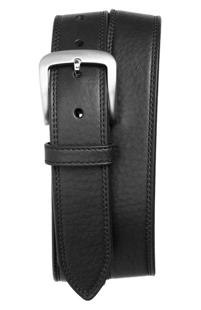 Shinola Double Stitch Leather Belt In Black