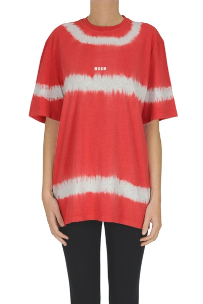 Msgm Oversized Tie Dye T-shirt In Red