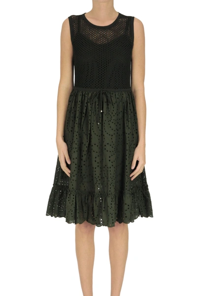 D-exterior Sangallo Lace Dress In Olive Green