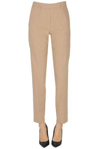 D-exterior Linen-blend Trousers In Cipria