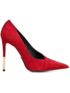 Balmain Red Suede Agnes Heels
