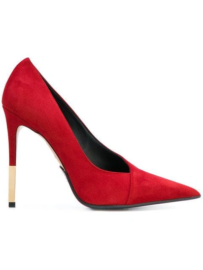 Balmain Red Suede Agnes Heels