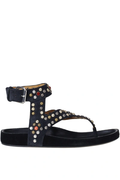 Isabel Marant Embellished Suede Sandals In Black